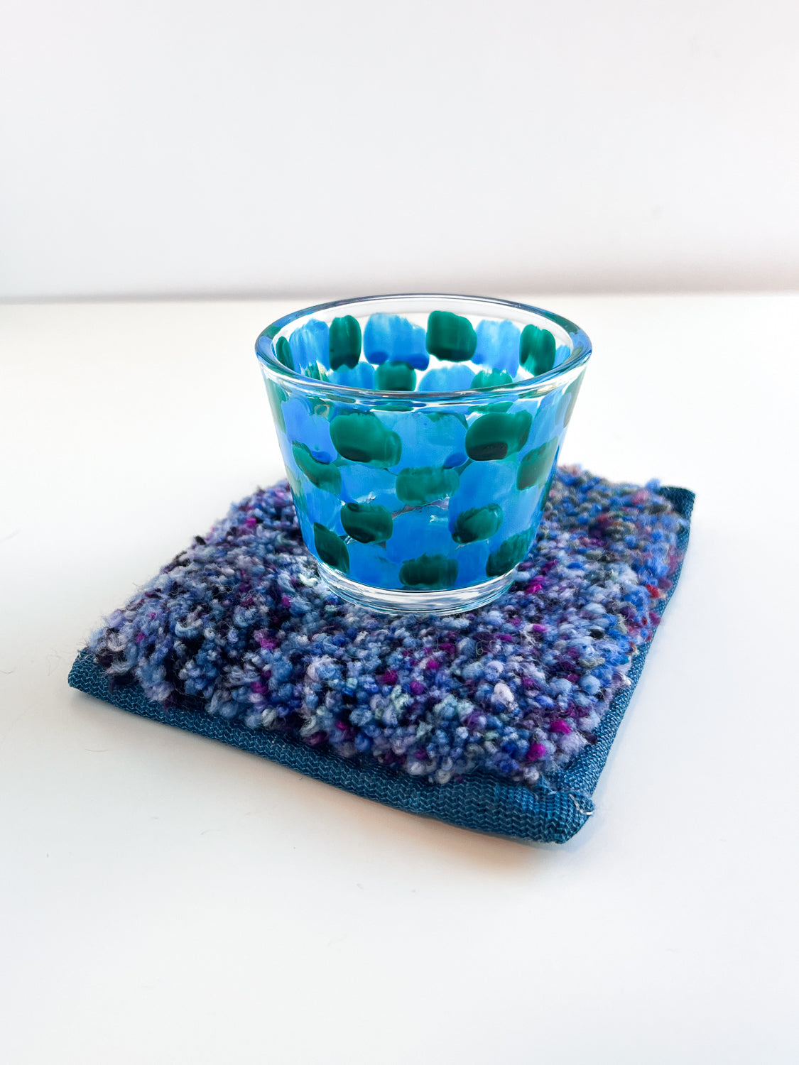 mug rug + handpainted glass no. 2