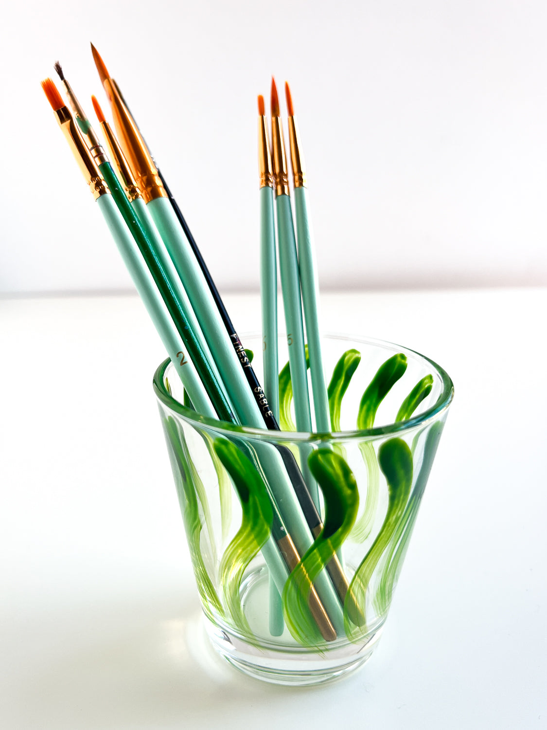 mug rug + handpainted glass no. 1