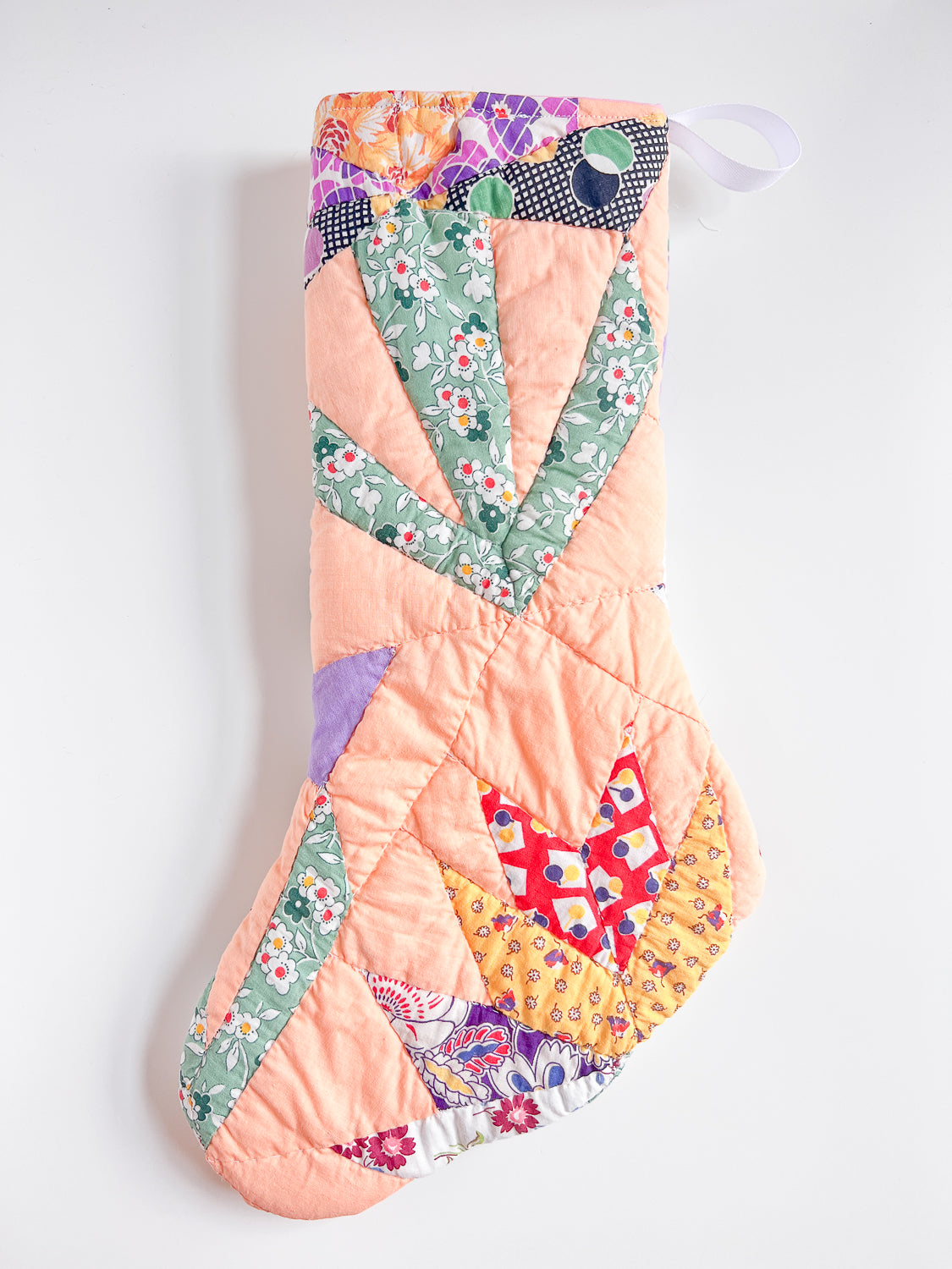 MISH MASH vintage quilt stocking no. 4