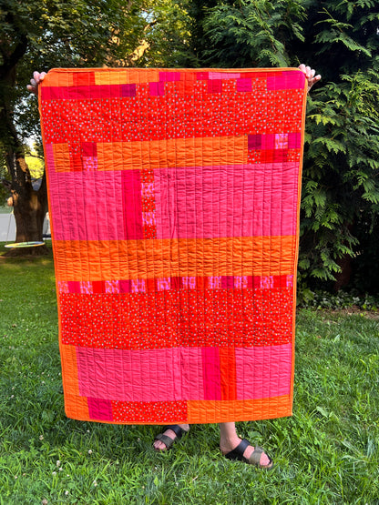 STRAWBERRY SQUARES handmade quilt