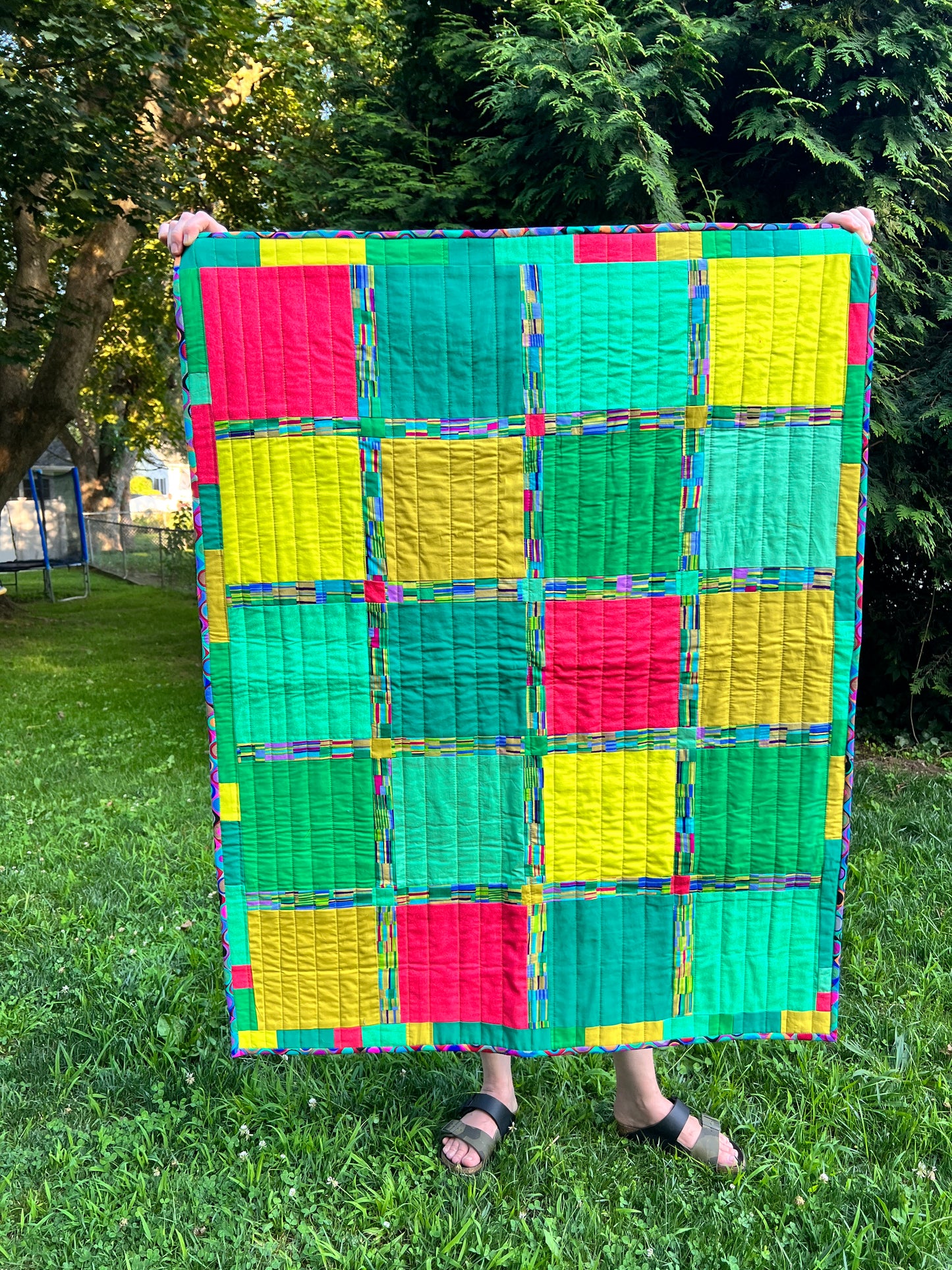 PINKS and GREENS handmade quilt