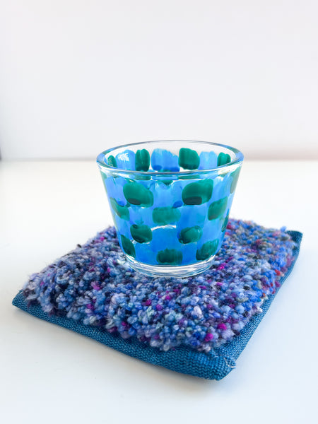 mug rug + handpainted glass no. 2