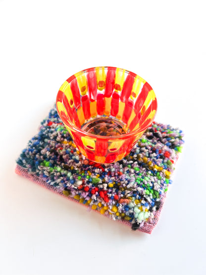 mug rug + handpainted glass no. 3