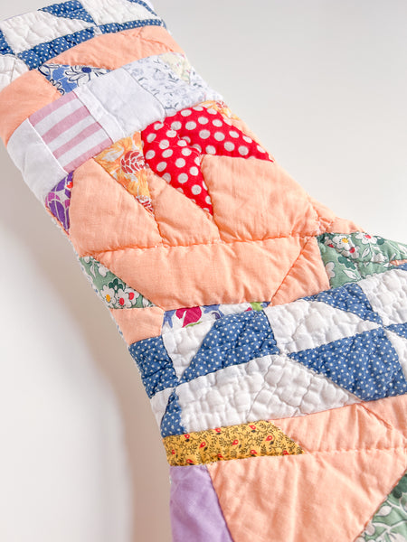 MISH MASH vintage quilt stocking no. 2