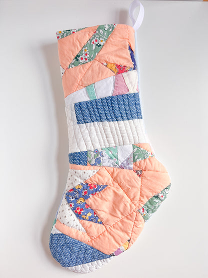 MISH MASH vintage quilt stocking no. 3