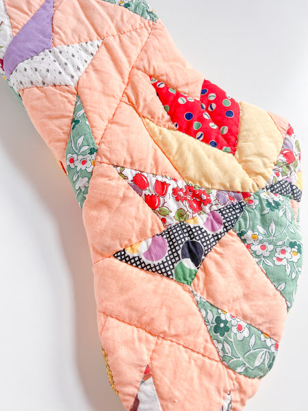 PEACHY KEEN vintage quilt stocking no. 2