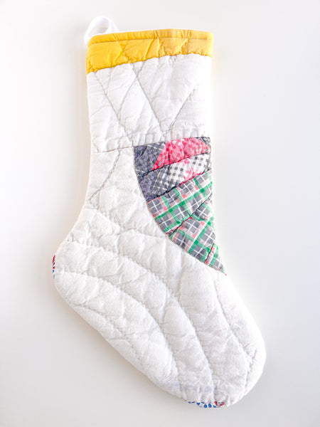 ABSTRACT PUFFY vintage quilt stocking