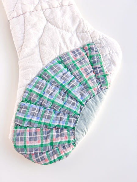 THE LAST PUFFY vintage quilt stocking