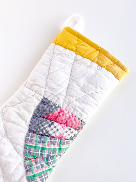 ABSTRACT PUFFY vintage quilt stocking