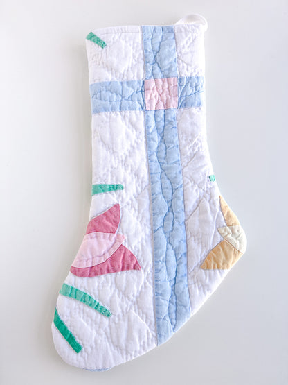 FLOWER POWER vintage quilt stocking no. 1