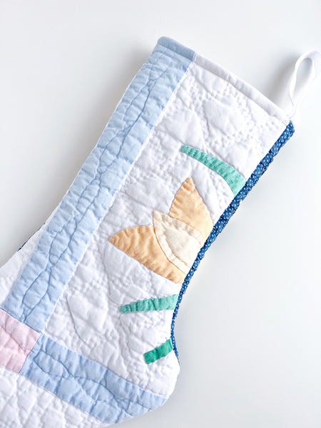 HALF N HALF vintage quilt stocking no. 4