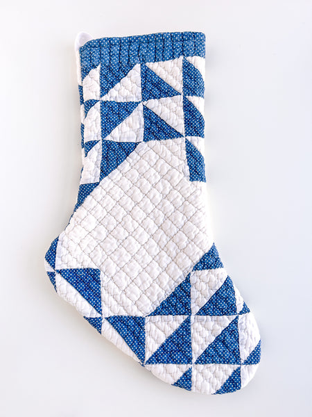 TRIANGLES vintage quilt stocking no. 1