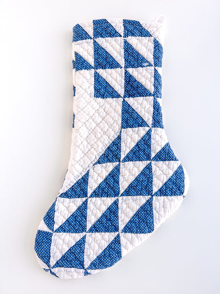 TRIANGLES vintage quilt stocking no. 1