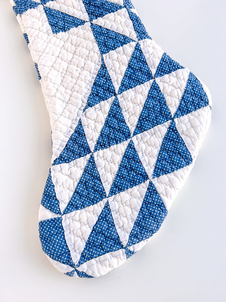 TRIANGLES vintage quilt stocking no. 1