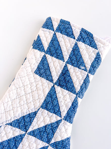 TRIANGLES vintage quilt stocking no. 1