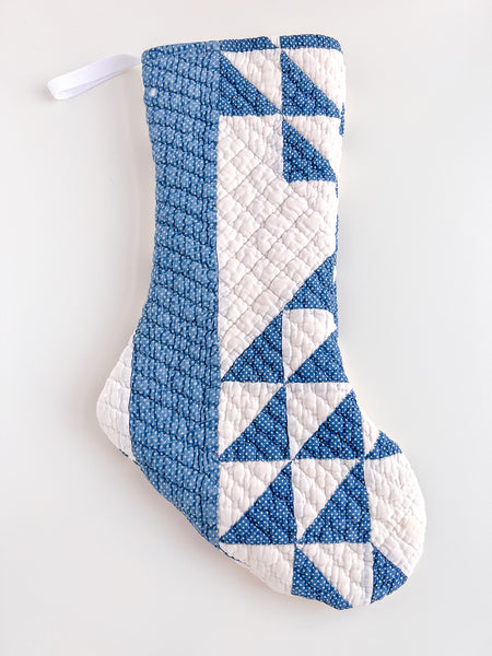 TRIANGLES vintage quilt stocking no. 3