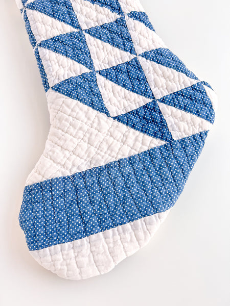 TRIANGLES vintage quilt stocking no. 3